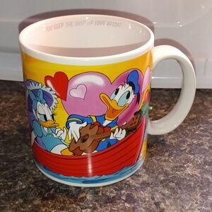VINTAGE 1987 Disney Donald Duck & Daffy Duck Valentines Mug Love Quote Mug